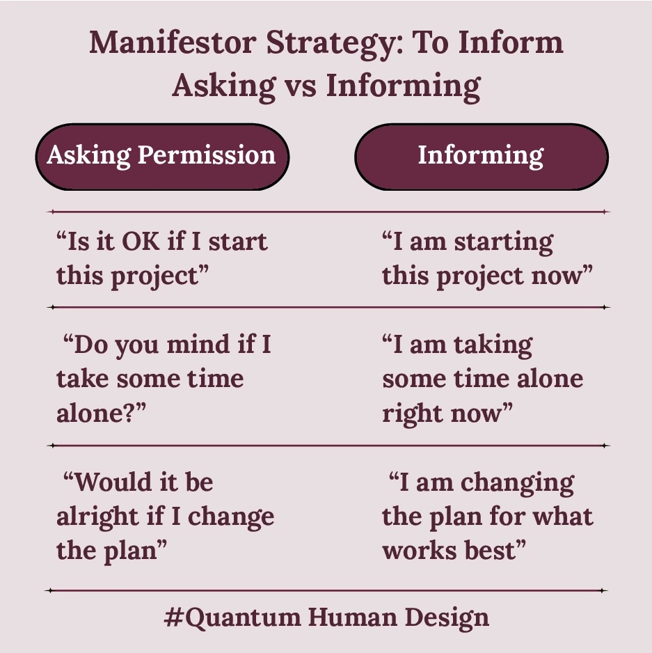 Manifestor strategy - informing versus asking permission examples